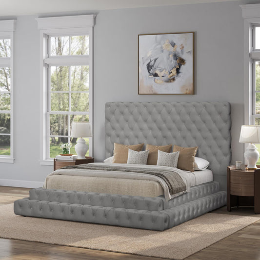 3-Pc Velvet Platform Bed