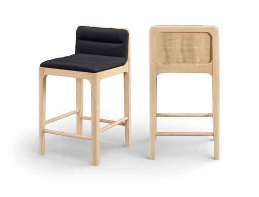 Ellis - Vegan Leather Upholstered Counter Stool (Set of 2) - Natural Base