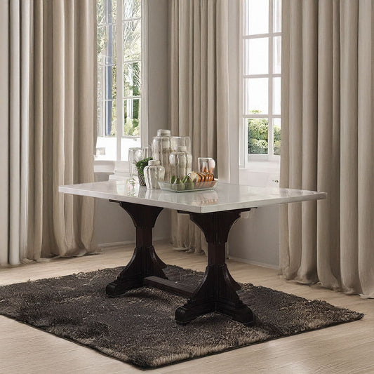 Gerardo - 30" Dining Table - White Marble Top & Weathered Espresso