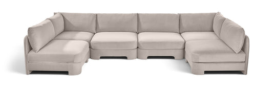 Hammond - Velvet Performance Fabric Upholstered 6 Piece U-Shaped Armless Sectional