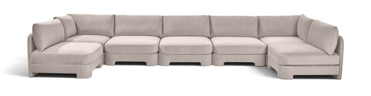 Hammond - Velvet Performance Fabric Upholstered 7 Piece U-Shaped Armless Sectional