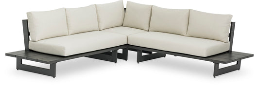 Maldives - Water Resistant Outdoor Patio Sectional With Gray Frame - Cream