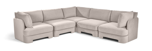 Hammond - Velvet Performance Fabric Upholstered 5 Piece Corner Sectional