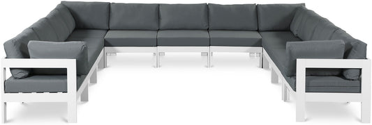 Nizuc - Outdoor Patio 11 Piece Modular Sectional With White Frame