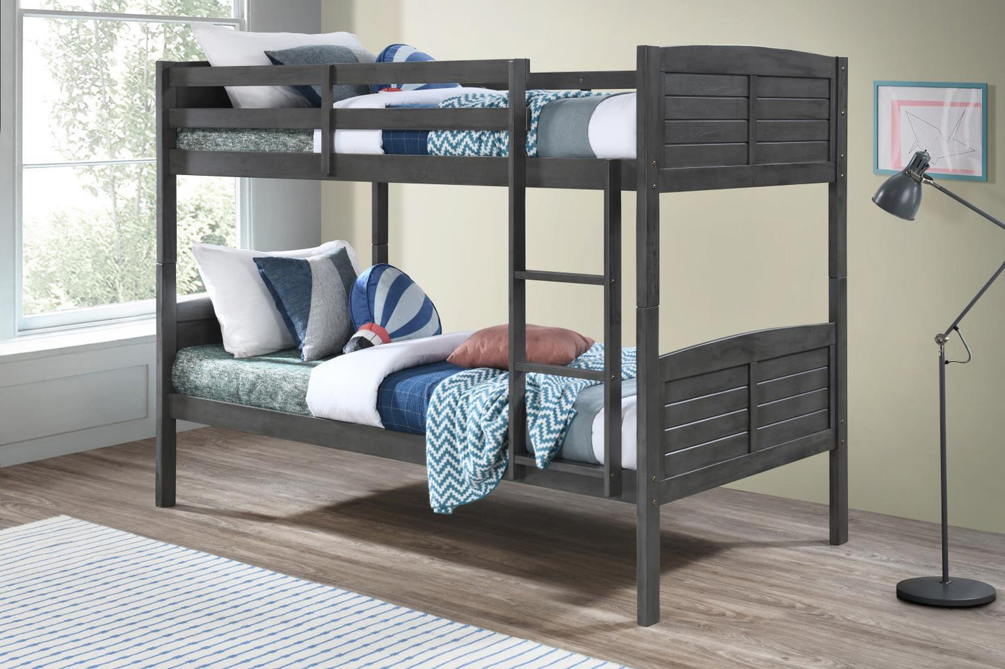 S100 - Twin Over Twin Bunk Bed - Antique Gray