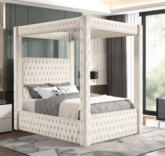 3-Pc Velvet Canopy Bed