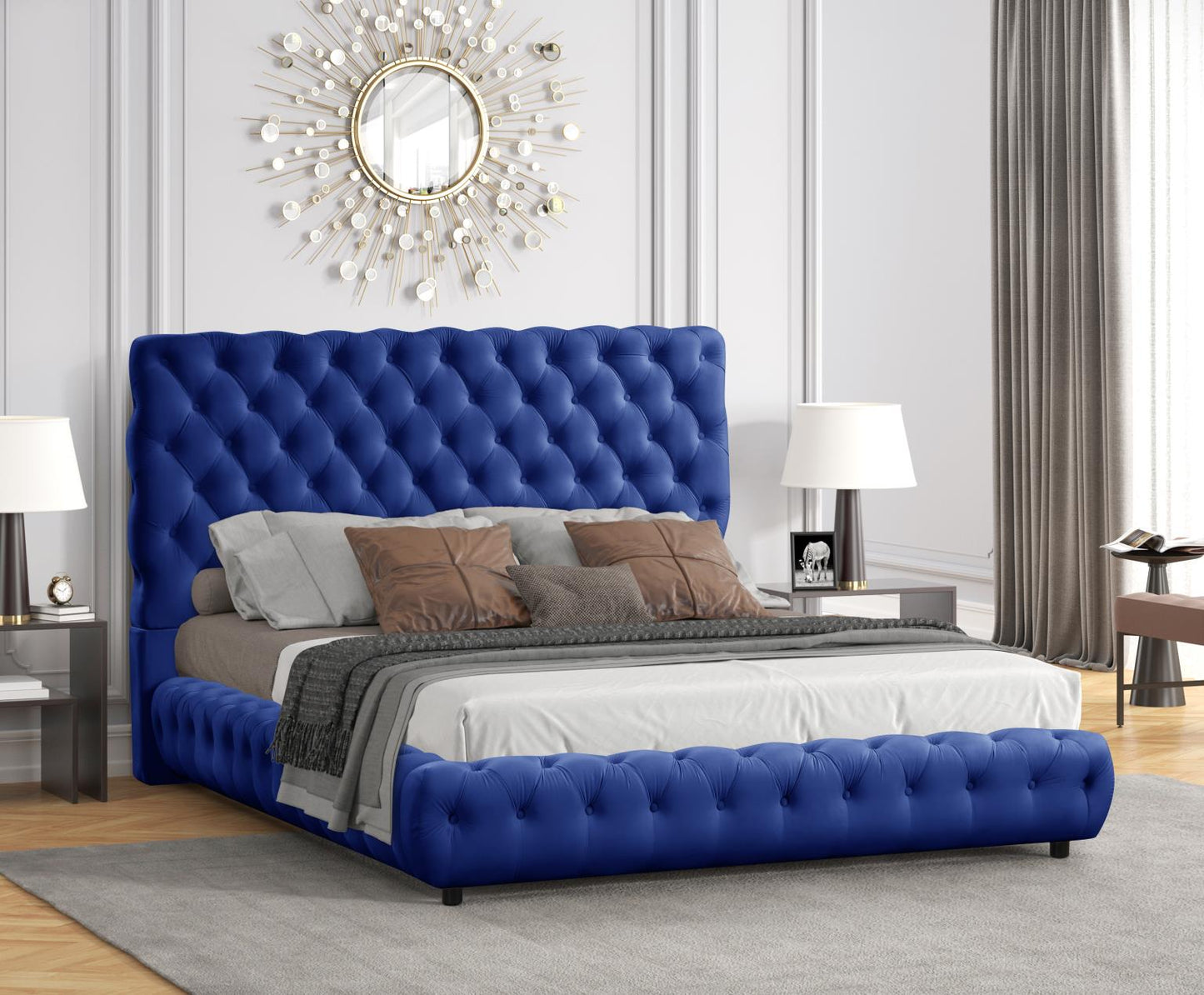 3-Pc Velvet Platform Bed
