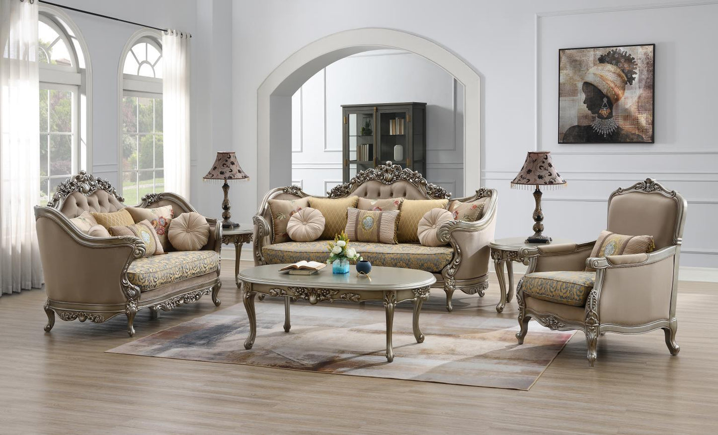 T197 - Coffee Table & 2 End Tables - Champagne
