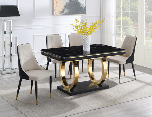 D210 - 5 Piece Dining Room Set (Dining Table, 4 Side Chairs) - Black / Gray