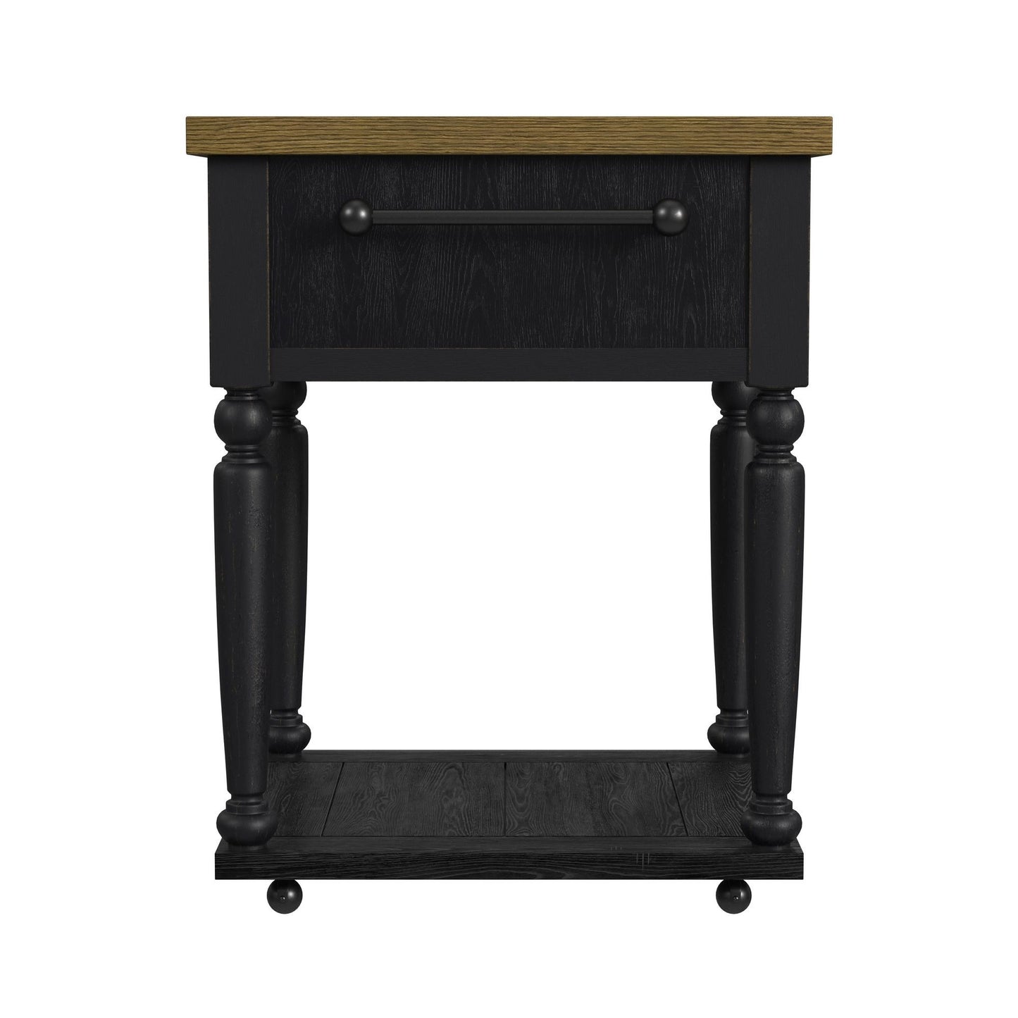 Heritage - Chopping Block Island With Casters - Oak Brown And Black