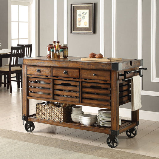 Kaif - Kitchen Cart - Distressed Chestnut