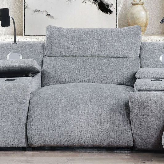 Fullar - Modular Power Motion Armless Recliner - Light Gary Chenille