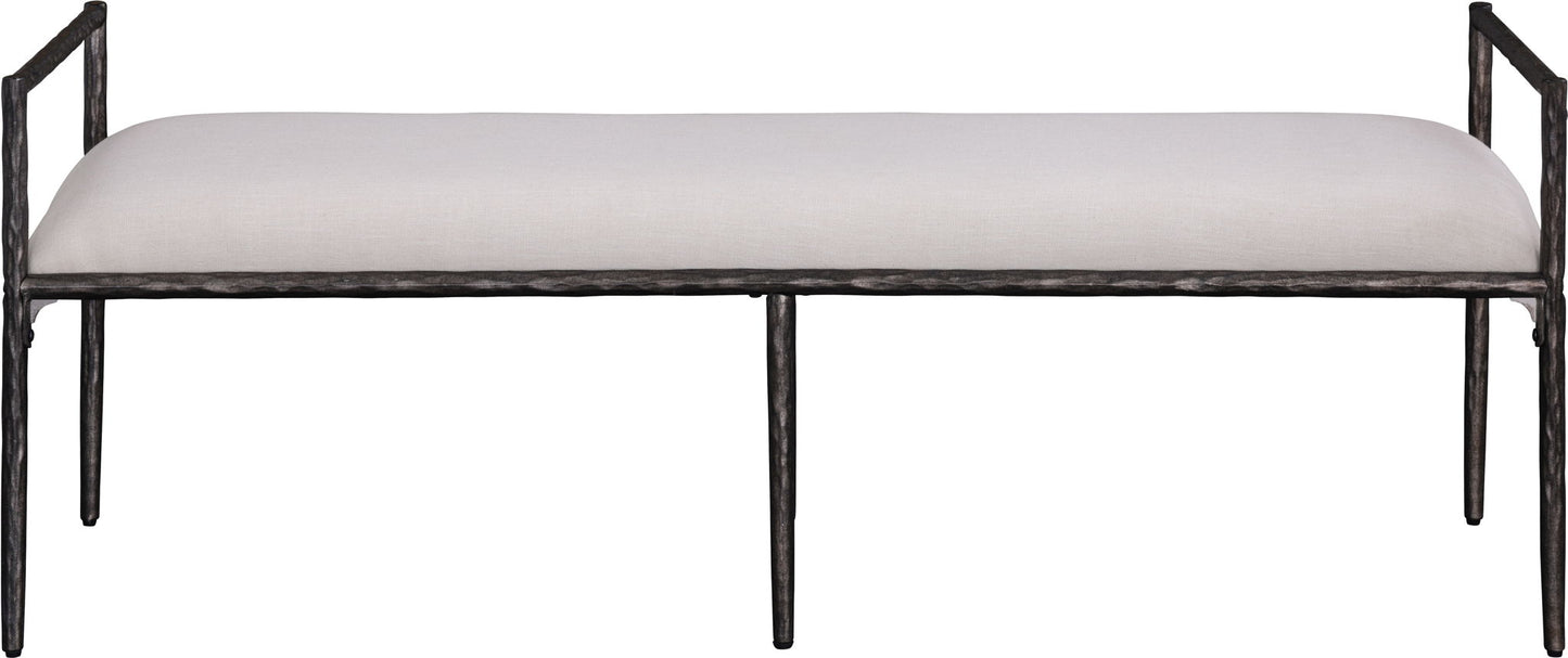 Axis - Linen Textured Beige Fabric Upholstered Bench