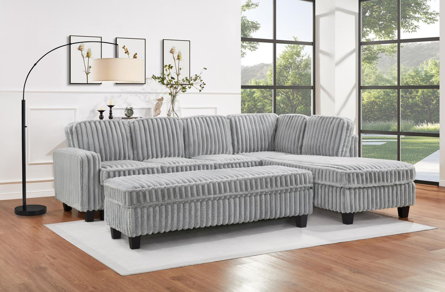 U321 - Corduroy Ottoman - Gray
