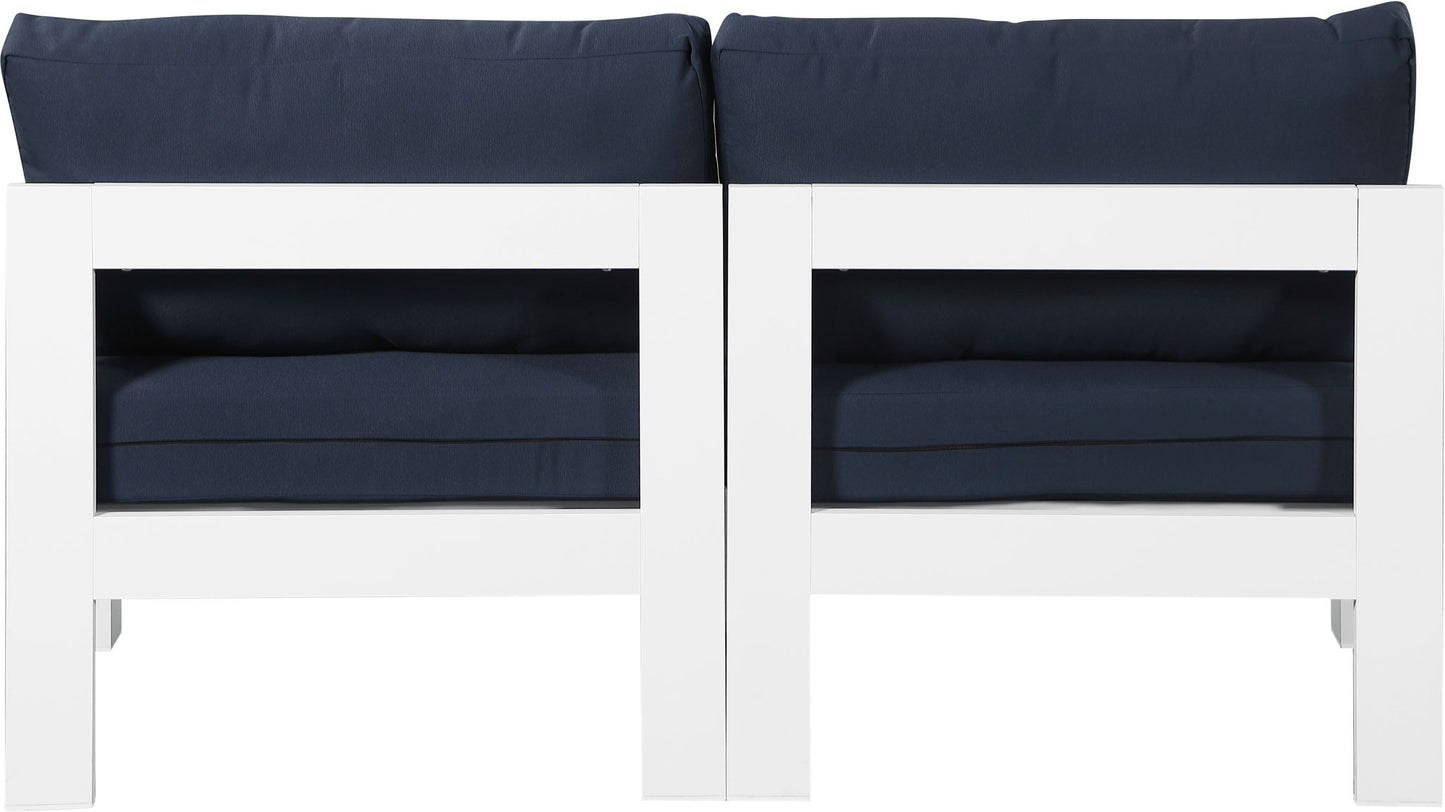 Nizuc - Outdoor Patio 2 Seat Armless Modular Sofa With White Frame