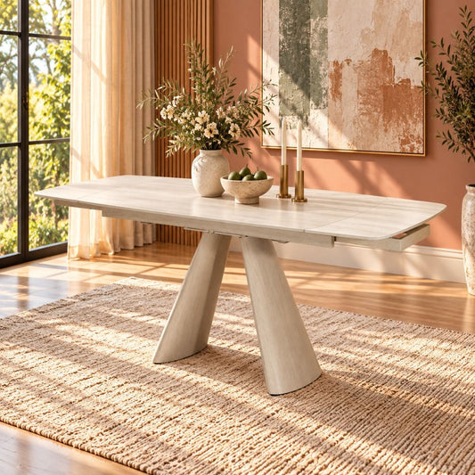Cassian - Dining Table With Ceramic Top - Cream