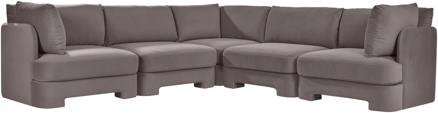Hammond - Velvet Performance Fabric Upholstered 5 Piece Corner Sectional