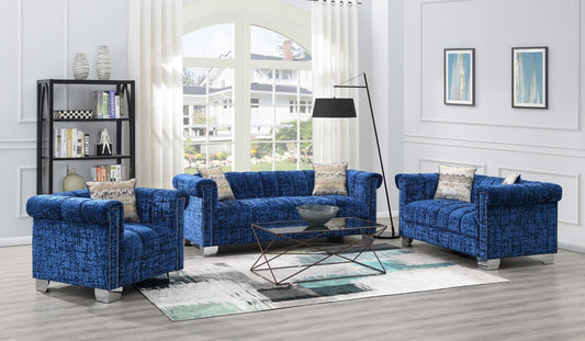 U230 - Dark Crushed Velvet Chair - Blue