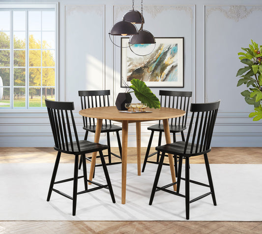 Andrews 5-piece Round Counter Dining Set Light Ash and Black