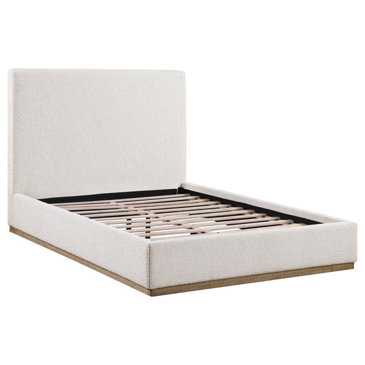 Knox Queen BouclΓ© Upholstered Platform Bed Cream
