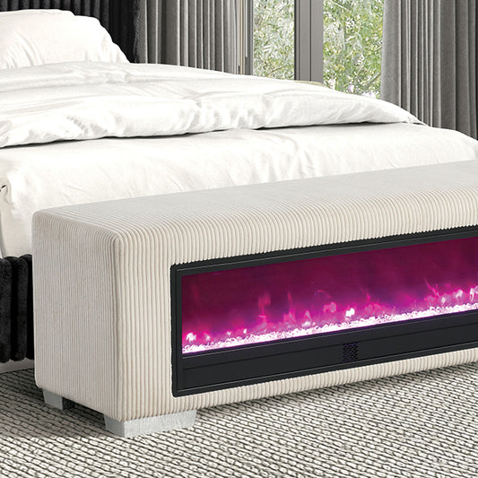 Elnath - Bench w/ Visual Crystal Fireplace