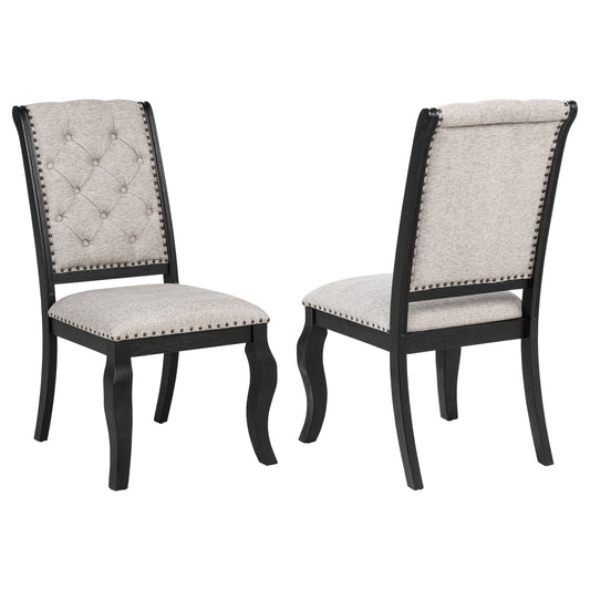Phelps Upholstered Dining Side Chair Tan Distressed Noir (Set of 2)