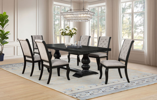 Phelps 7-piece Rectangular Dining Table Set Distressed Noir