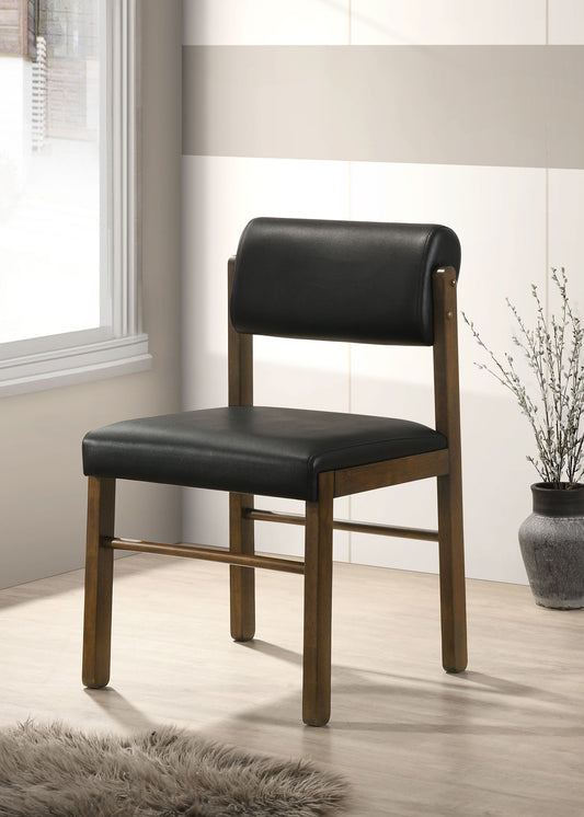 Kehoe Upholstered Dining Side Chair Black and Walnut (Set of 2)