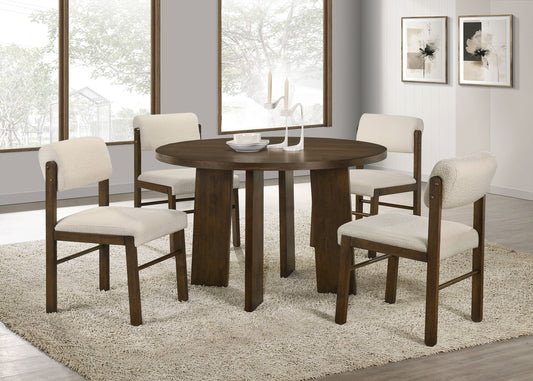 Strouse 5-piece Dining Set Cream and Walnut