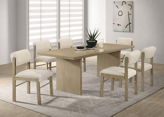 Decker 7-piece 82-inch Rectangular Dining Set Cream and Natural Oak