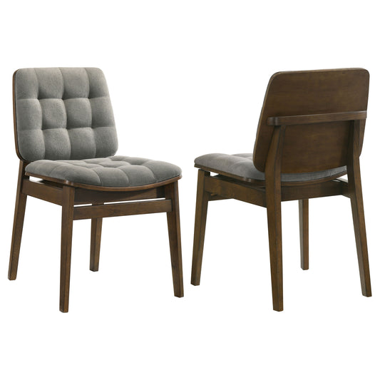 Redbridge Velvet Upholstered Side Chair Grey and Walnut (Set of 2)