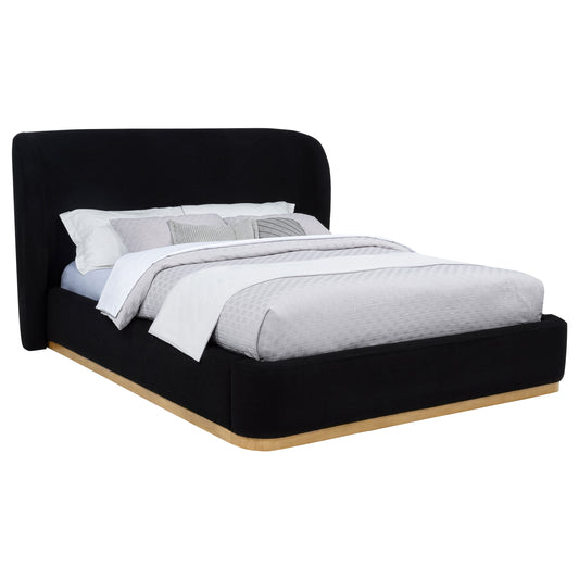 Blaire Upholstered Eastern King Wingback Platform Bed Black