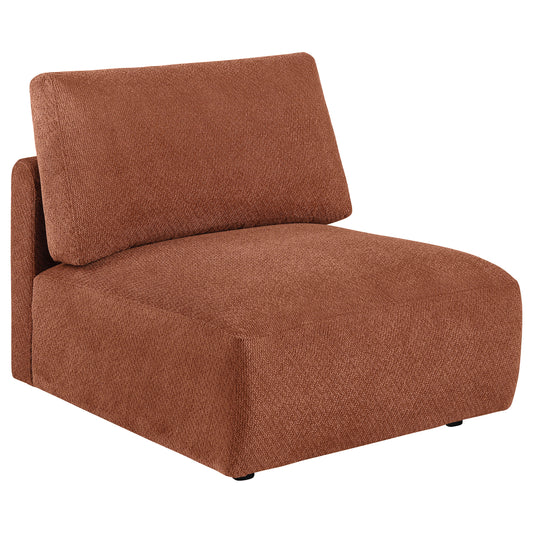 Elysia Chenille Upholstered Modular Armless Chair Coral