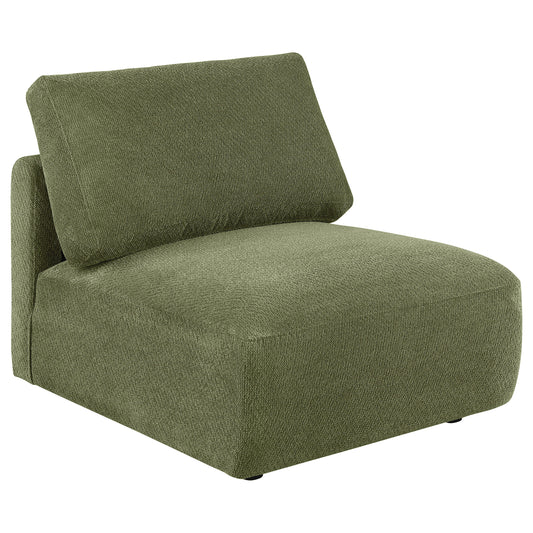 Elysia Chenille Upholstered Modular Armless Chair Green