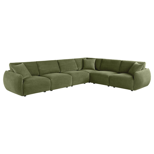 Elysia 6-piece Chenille Upholstered Modular Sectional Sofa Green