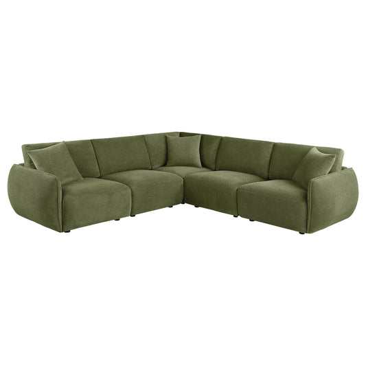 Elysia 5-piece Chenille Upholstered Modular Sectional Sofa Green