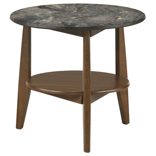 Bradley Round SmartTop End Side Table Smokey Grey and Brown