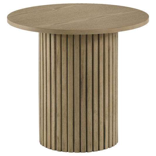 Hamlyn Round Fluted Occasional Side End Table Natural Oak