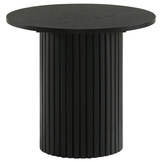 Hamlyn Round Fluted Occasional Side End Table Black