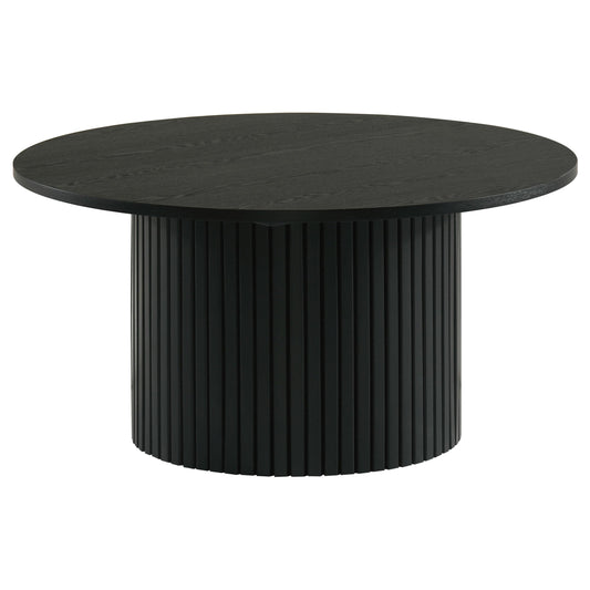 Hamlyn Round Fluted Occasional Cocktail Coffee Table Black