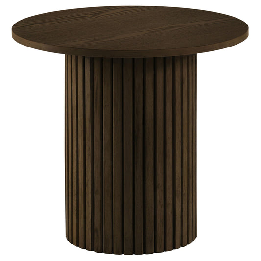 Hamlyn Round Fluted Occasional Side End Table Walnut