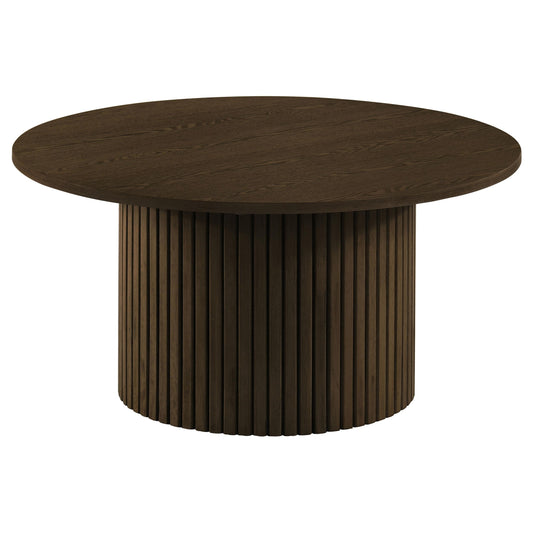 Hamlyn Round Fluted Occasional Cocktail Coffee Table Walnut