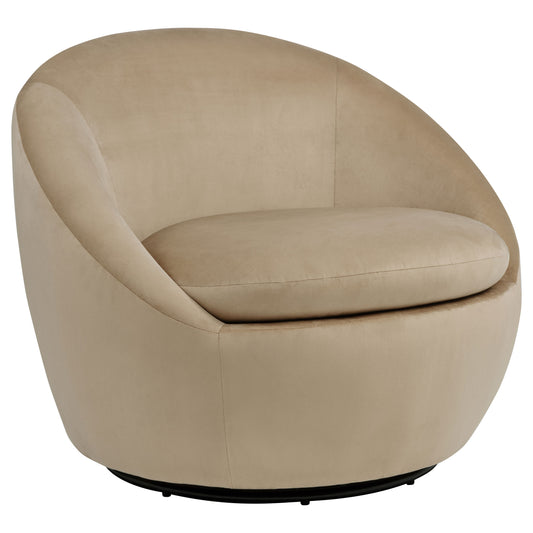 Myernick Velvet Upholstered Swivel Accent Chair Camel