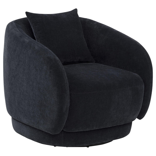 Arnaud Chenille Upholstered Swivel Accent Chair Navy