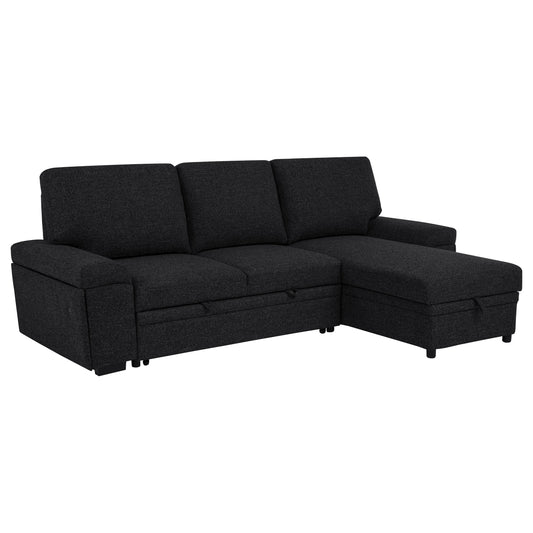 Demko Sleeper Sectional Sofa with Speaker and Storage Chaise Black