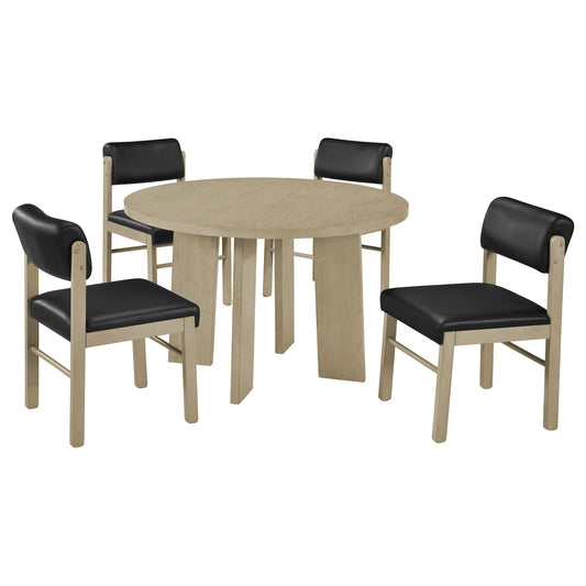 Strouse 5-piece Dining Set Black and Natural Oak