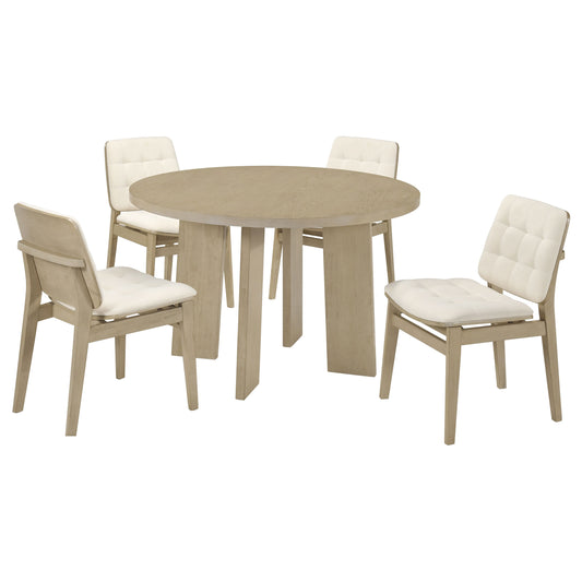 Strouse 5-piece Dining Set Cream and Natural Oak