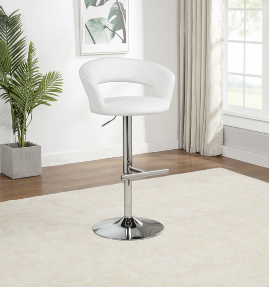 Travia Adjustable Faux Leather Swivel Bar Stool White and Chrome