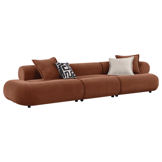Byrne 143-inch Velvet Modular Bumper Sectional Sofa Rust
