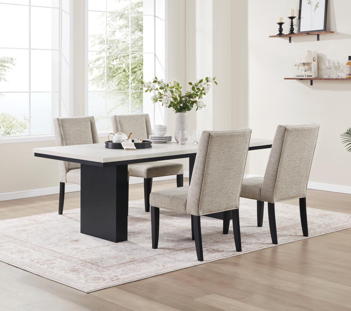 D120 - Dining Upholstered Side Chair - Black / Ivory